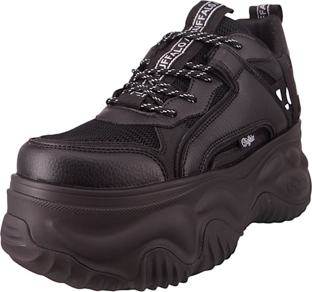 Buffalo Blader Matcha Frauen Schnürung Vegane Synthetik Plattform Turnschuhe Schwarz – 4 Großbritannien - 37 EU - 6,5 US / Schwarz