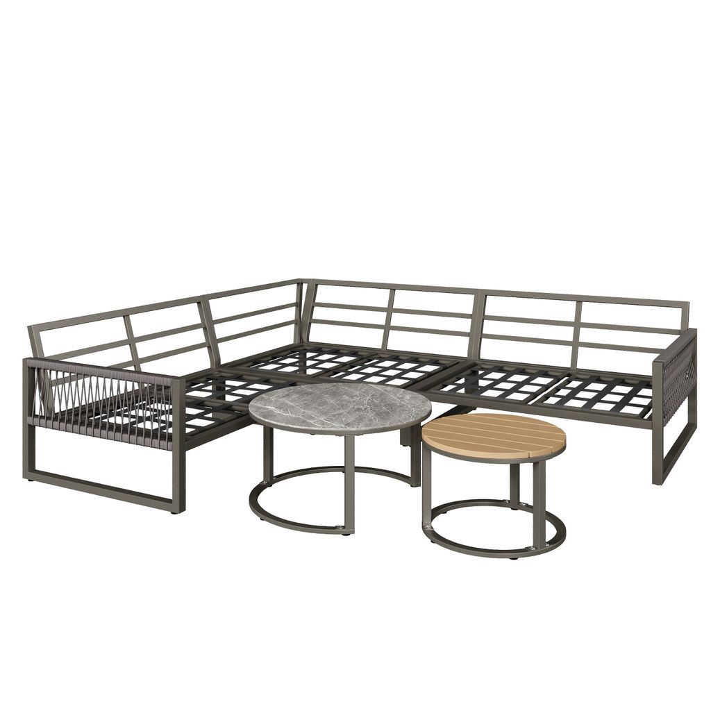 okwish  Garten-Lounge-Set,Essgruppe，Möbelset für 6-7 Produktbild 