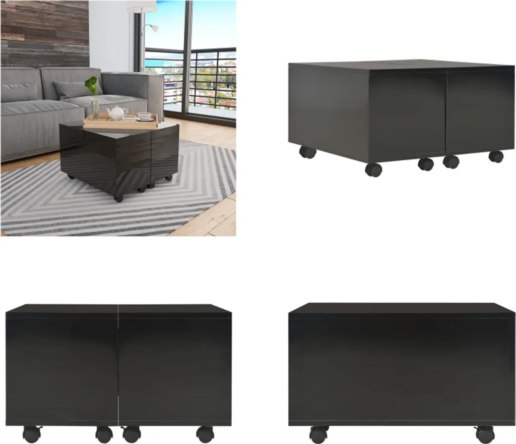Tavolino Salotto Nero Lucido 60x60x35 cm vidaXL - Robusto e Chic