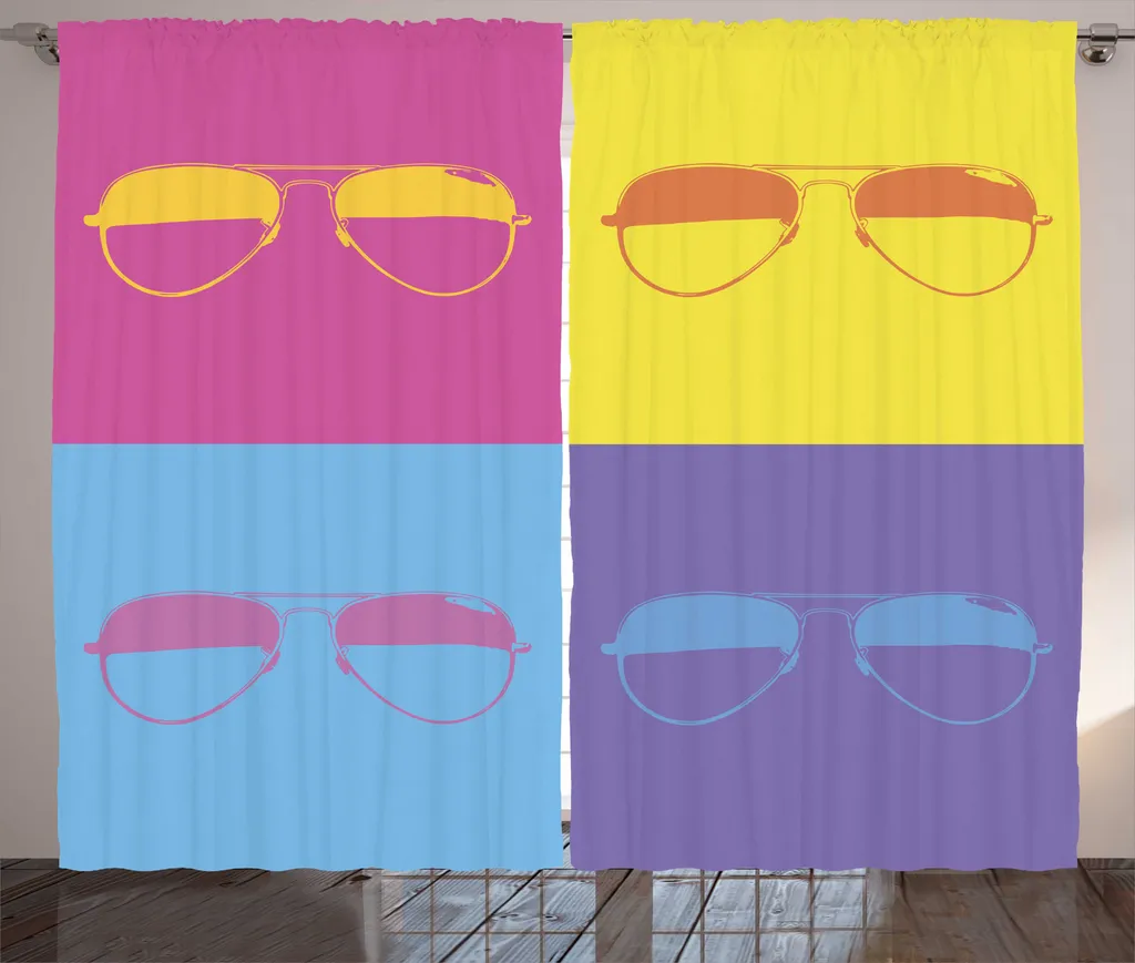 Rideaux de Salon 280x225 cm : Changez de Déco avec le Motif Rétro Jaune