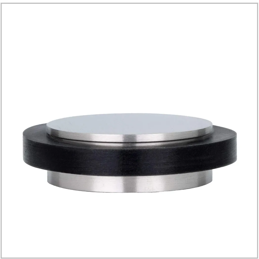 Butée de porte autocollante Ø 35x12 mm laiton et cuir - I-04020335X12AM