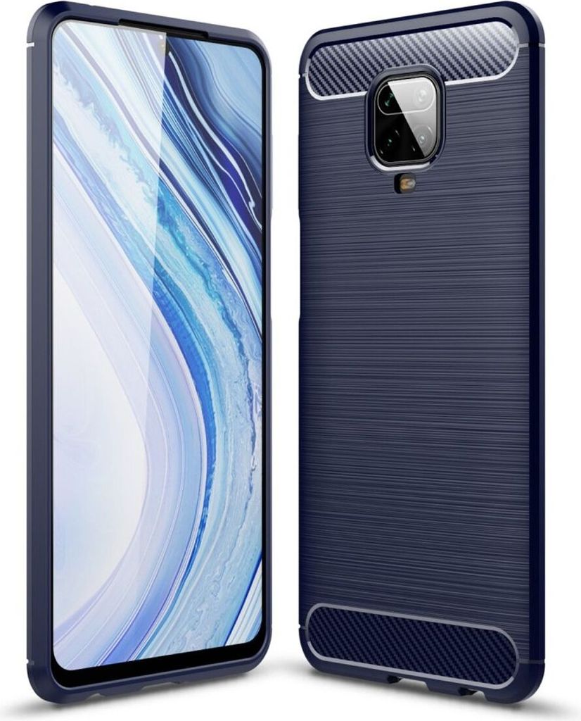 Schutzhülle Handyhülle für Xiaomi Redmi Note 9S Case Cover Carbon Optik Blau