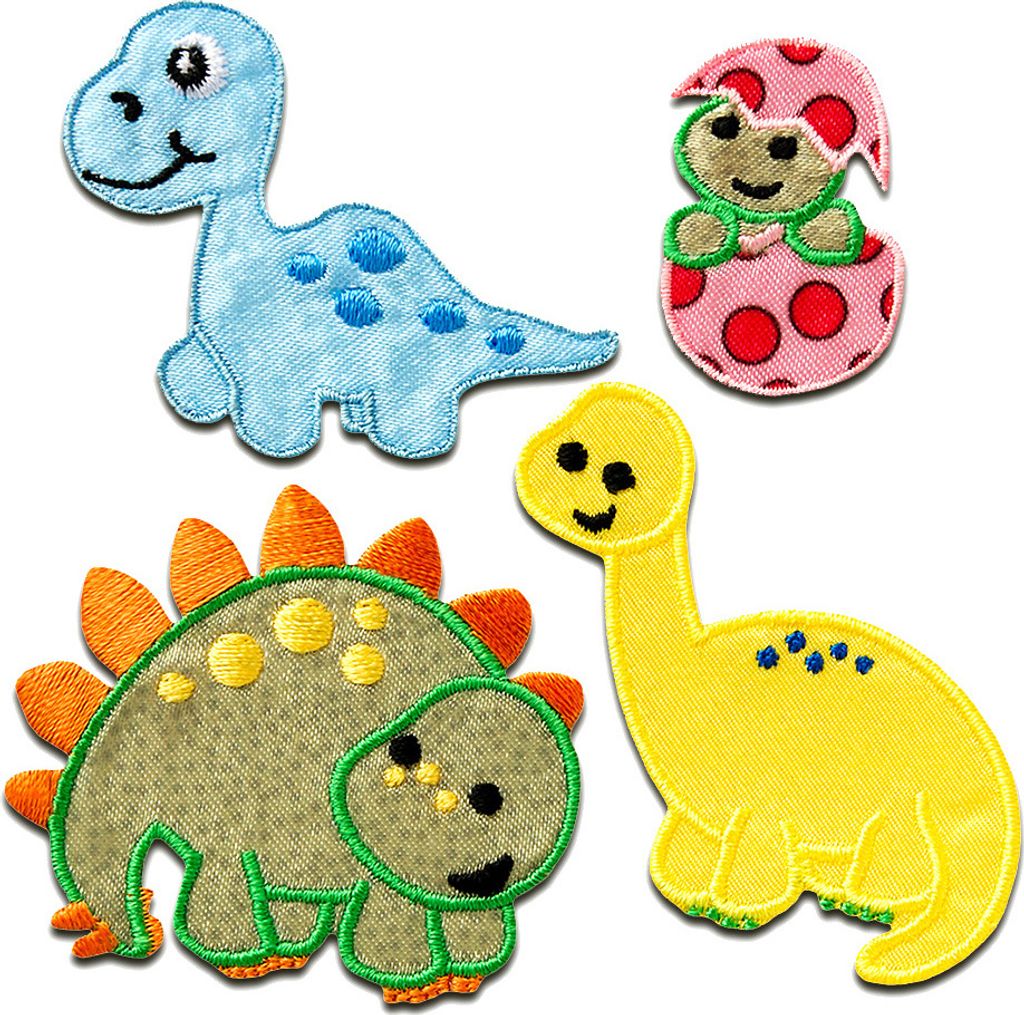Set Dino - Aufnäher, Bügelbild, Aufbügler, Applikationen, Patches, Flicken, Zum Aufbügeln, Größe: Verschiedene Größen