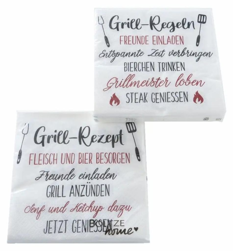2 x 20 Servietten BBQ Grillen 'Grill-Regeln & Grill-Rezept' Produktbild 