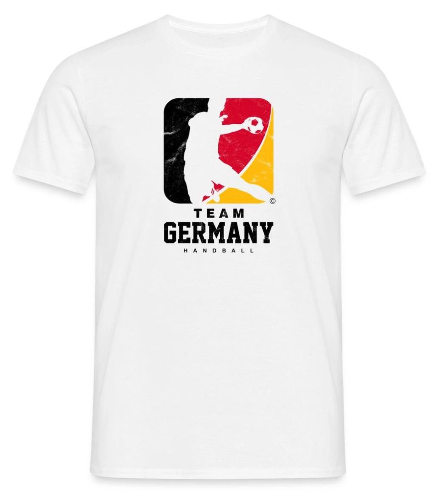Spreadshirt Team Germany Handball - Logo Sportdesign Männer T-Shirt, 3XL, Weiß