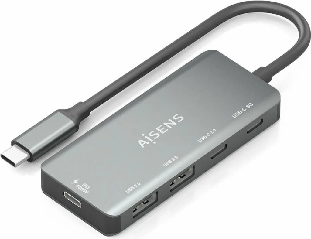 OFFERTA Hub USB-C AISENS A109-0946 5Gbit/s Alluminio Grigio 100W