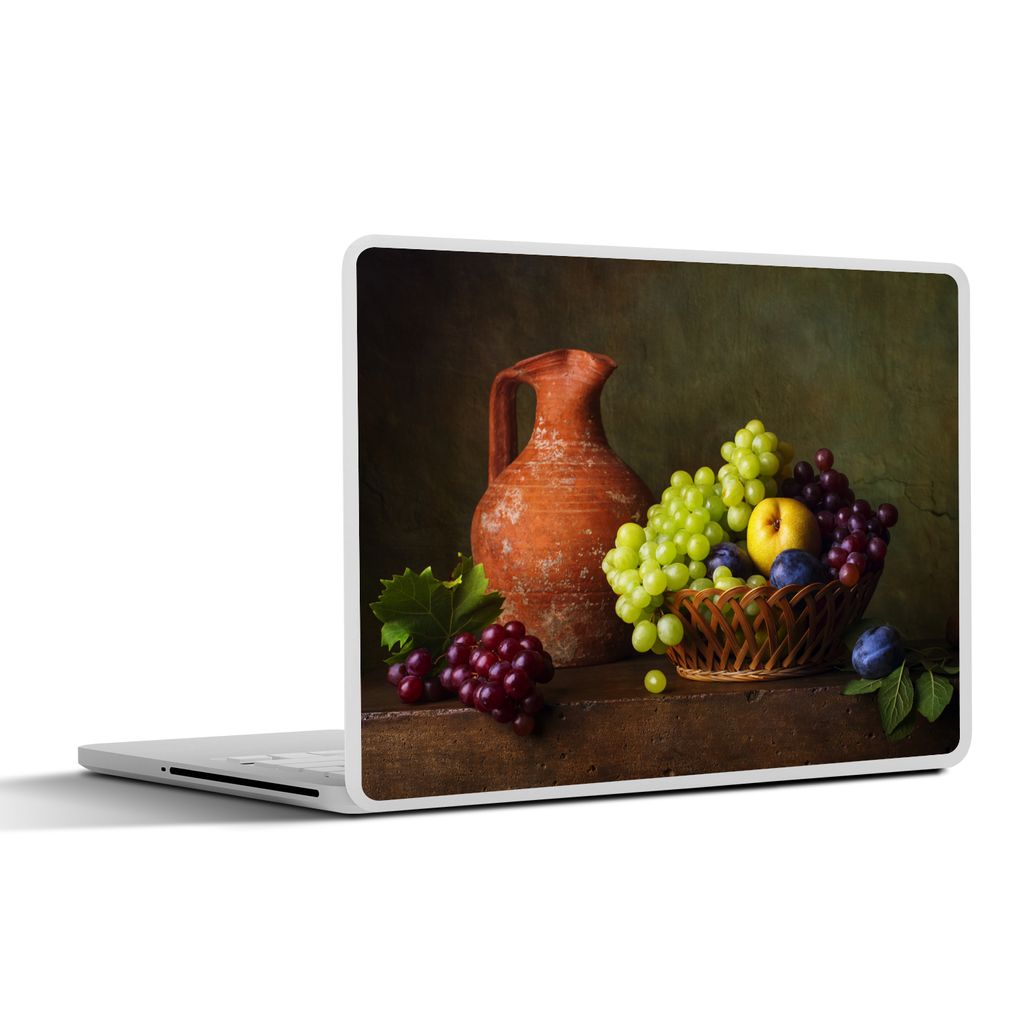 MuchoWow Laptop Aufkleber Sticker Cover Rustikal - Obst - Korb - Stilleben 31x22.5 cm - Laptop-Deko