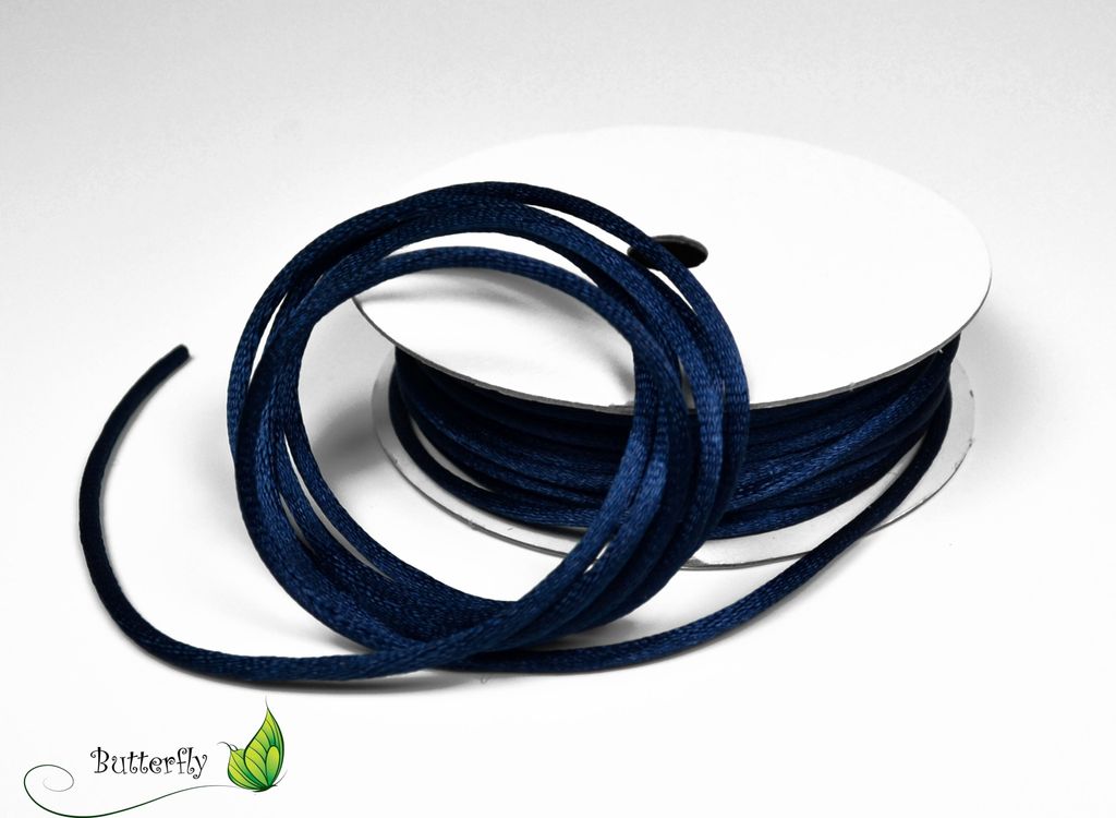 10m Rolle Flechtkordel Satin 2mm, Farbe:dunkel blau / navy 370