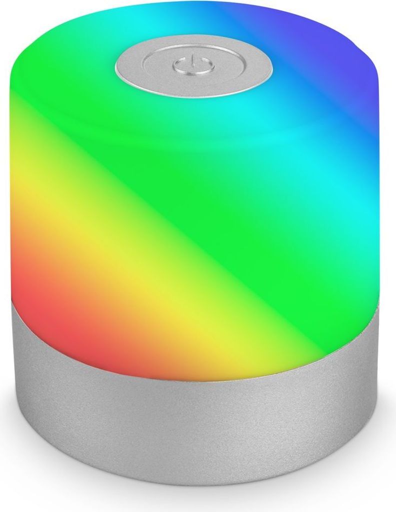 BRILONER  Mini LED Akku Tischleuchte IP44, Buntes und Produktbild 