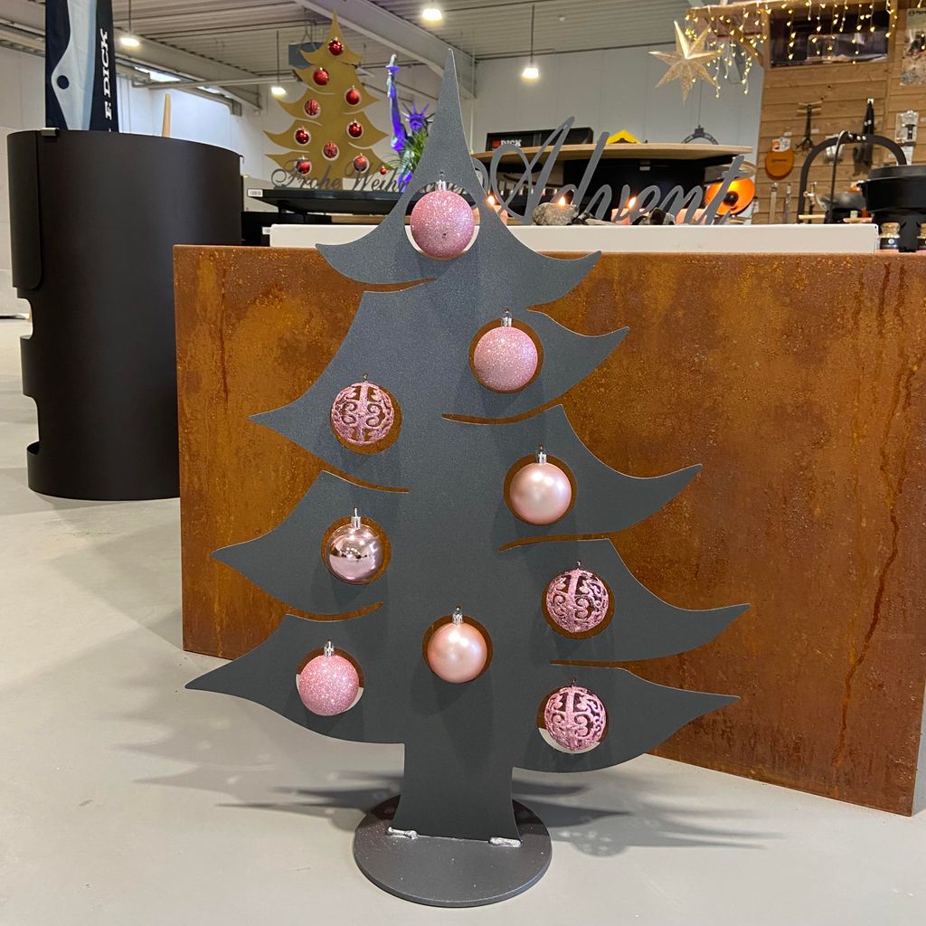 Tannenbaum Weihnachtsbaum Grau Metallic Weihnachtskugeln X-Mas Weihnachten #825