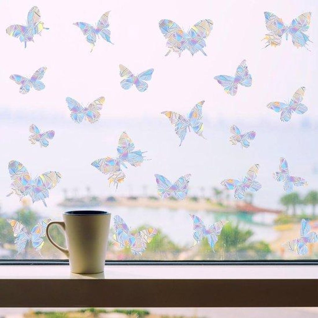 26 Stück Selbstklebende Raumschmuck, 3D Sonnenschutz-Sticker, Regenbogen-Folie für Fenster, PVC-Lichtfänger für Fenster, Vogelabwehr für Glasp...