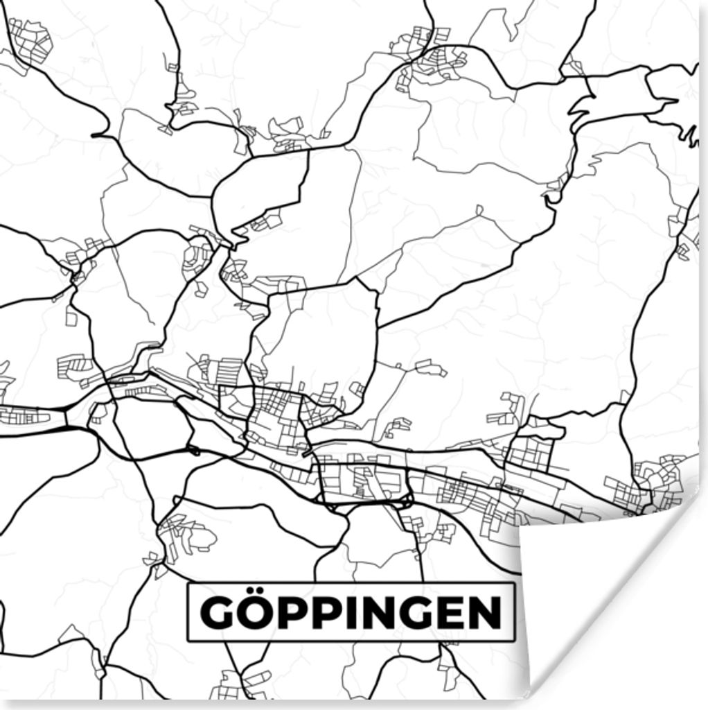 MuchoWow Poster Karte - Göppingen - Karte - Stadtplan 30x30 cm - Wandposter - Printing