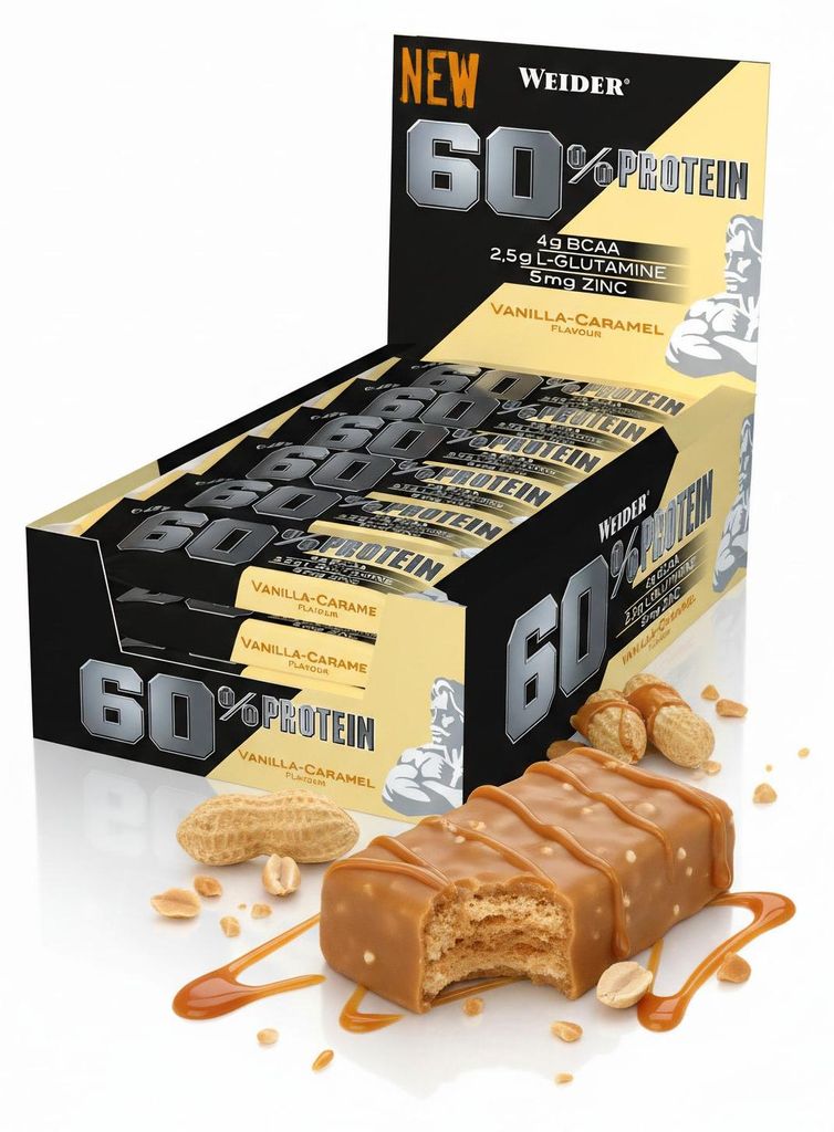 Weider 60% Protein Bar Eiweiß Riegel Box - 24x45g Riegel - Produktbild 