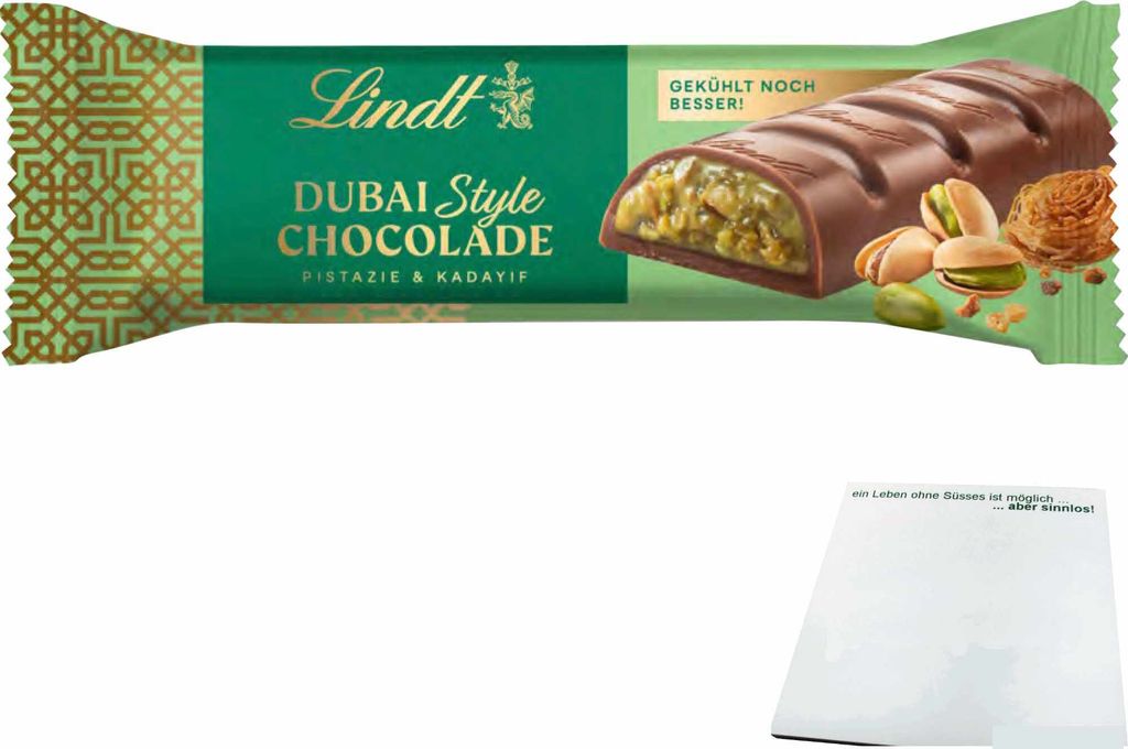 Lindt Dubai Style Chocolade (40g Riegel) + usy Block