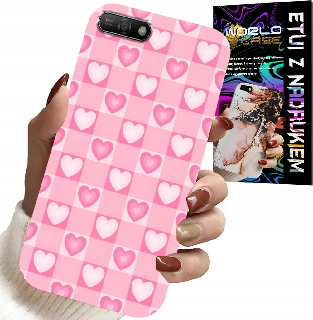 Regalo Huawei Y6 2018: Custodia Cuori Rosa + Protezione per Schermo