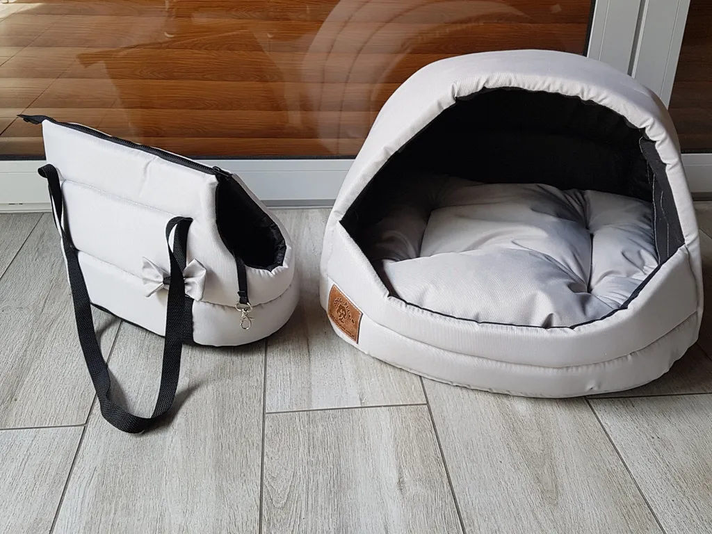 Set Trasporto Cane Grigio: Borsa e Cuccia Casa Alta Qualità