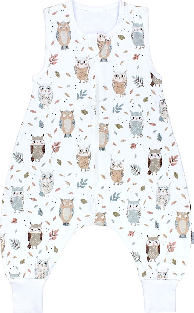 TupTam Sommer Schlafsack mit Füßen 0.5 TOG e Materialien, Farbe: Eule Beige Pastellblau, Größe: 80-86