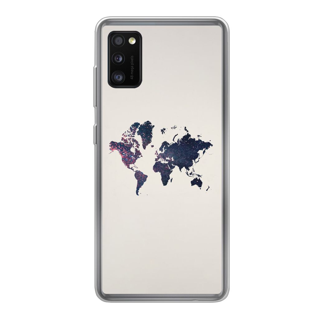 MuchoWow Handyhülle Schutzhülle Hülle für Samsung Galaxy A41 Weltkarte - Licht - Rot Silikon Softcase Handy Hülle - Mobiltelefon