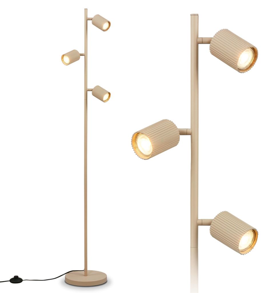 BRILONER - Vloerlamp met voetpedaal, 3x GU10, verstelbaar, Productafbeelding 