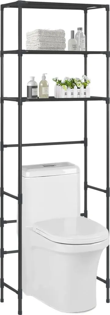 Organizer Bagno Nero 3 Livelli 169x53x28 cm - Facile Montaggio