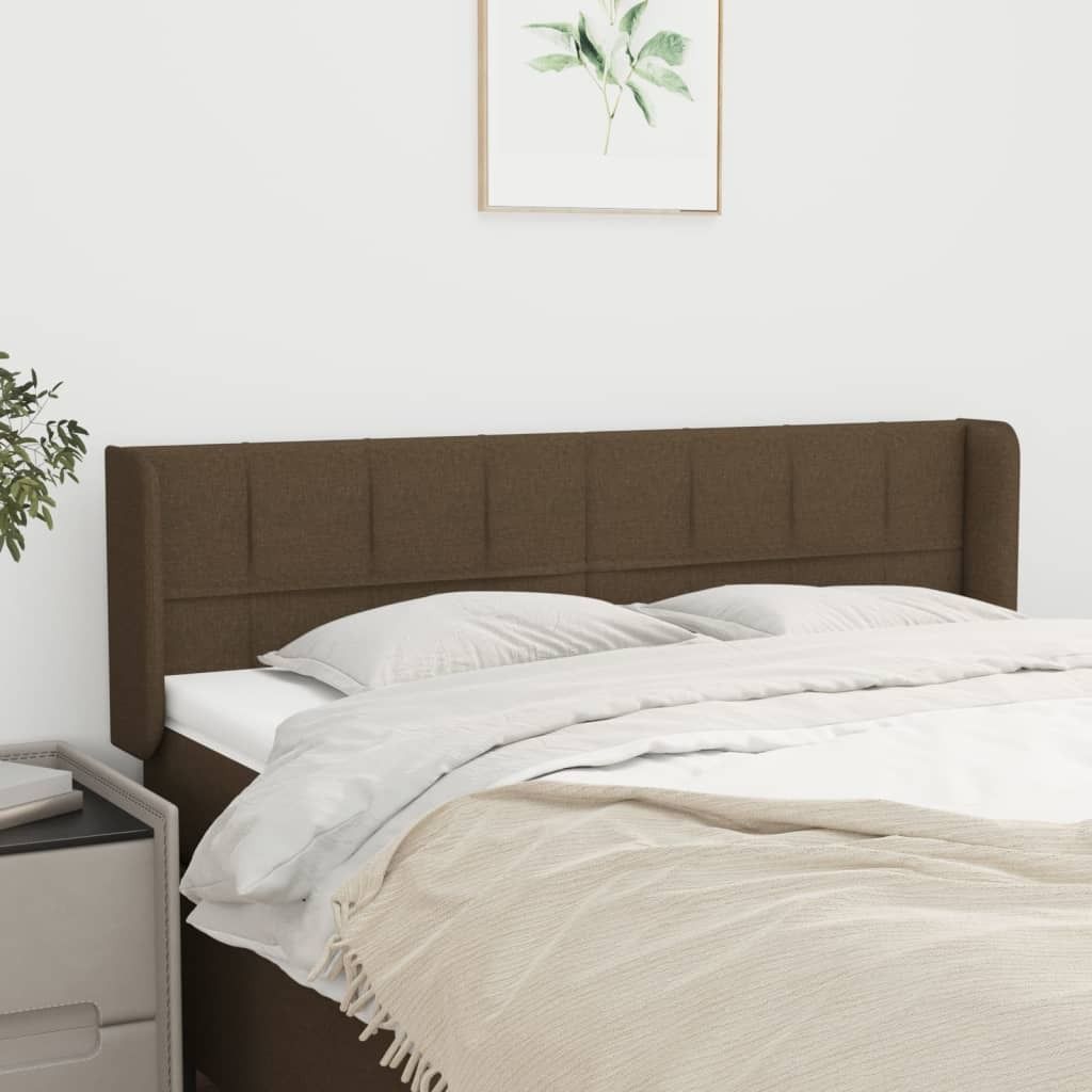 The Living Store Kopfteil mit Ohren Dunkelbraun 147x16x78/88 cm Stoff