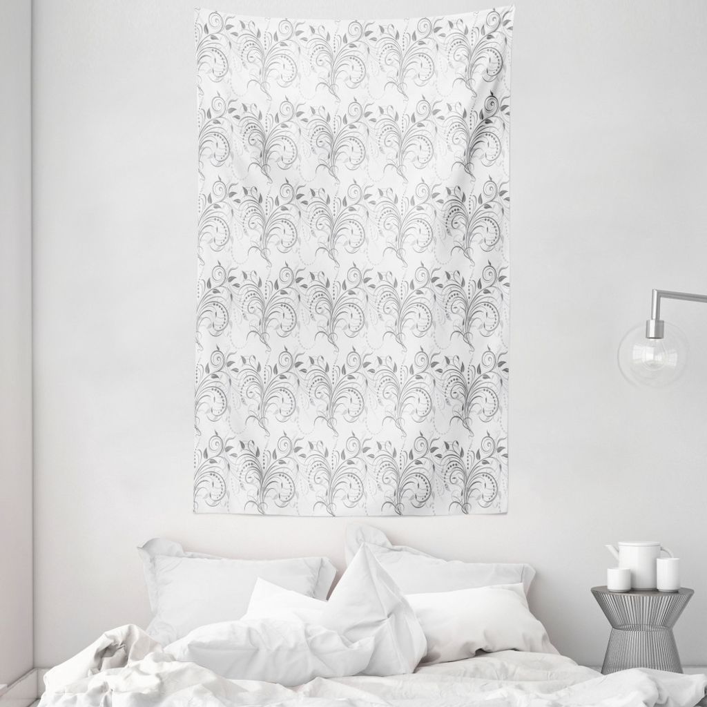 ABAKUHAUS Pflanze Wandteppich und Tagesdecke, Kurvige Zusammenfassung Laub aus Weiches Mikrofaser Stoff Waschbar ohne Verblassen Digitaldruck, 140 ...