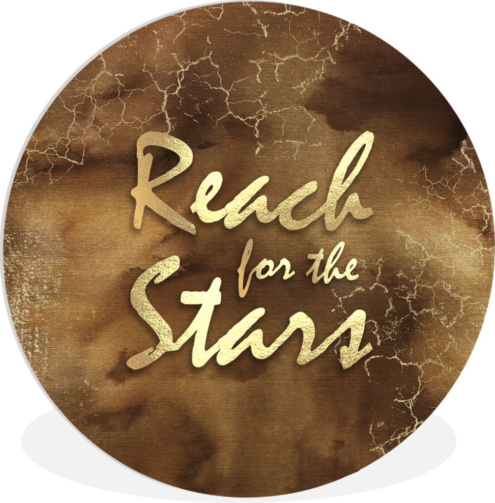 MuchoWow Rundes Wandbild - Runde Bilder Zitat - Sterne - Braun - Gold Ø 90 cm Kreis Wanddekoration Kunststoff - Wandkreis - Wandschmuck - Wand-K...