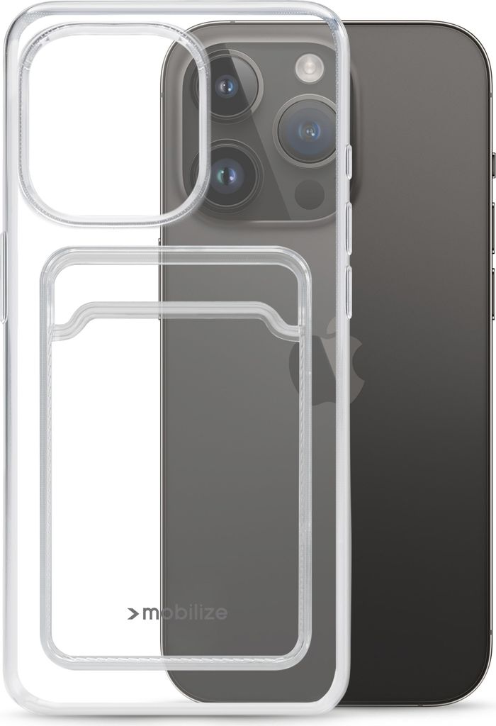 Mobilize Gelly Card Durchsichtig iPhone 14 Pro Hülle Flexibles TPU Backcover mit Kartenhalter - Transparent