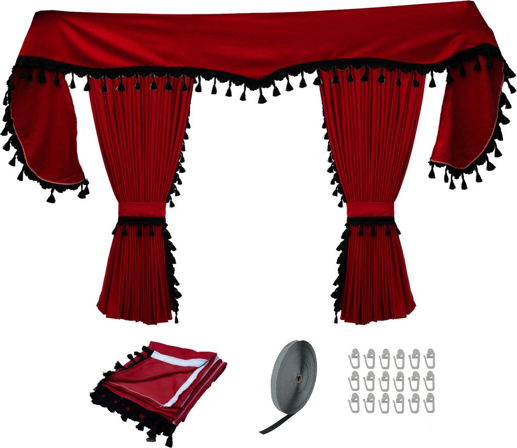 LKW Gardinen Scheibengardinen Vorhänge Passform Universal Rot