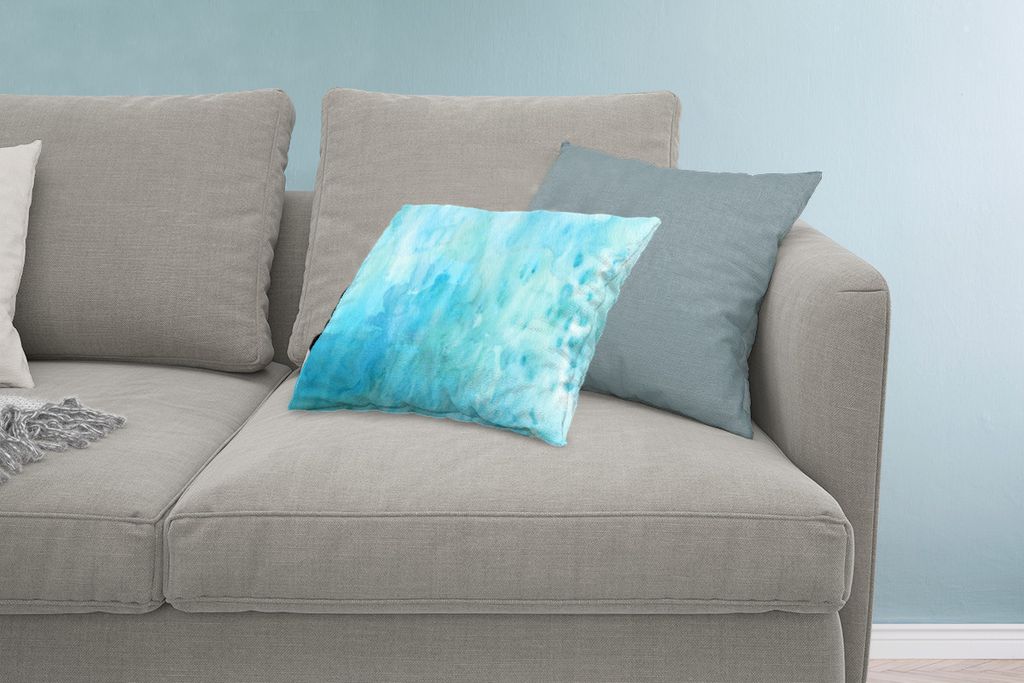 MuchoWow Zierkissen Sofakissen Wohnzimmer Dekokissen 60x40 cm Aquarell - Blau - Weiß - Grün - Kopfkissen - Polster mit Foto