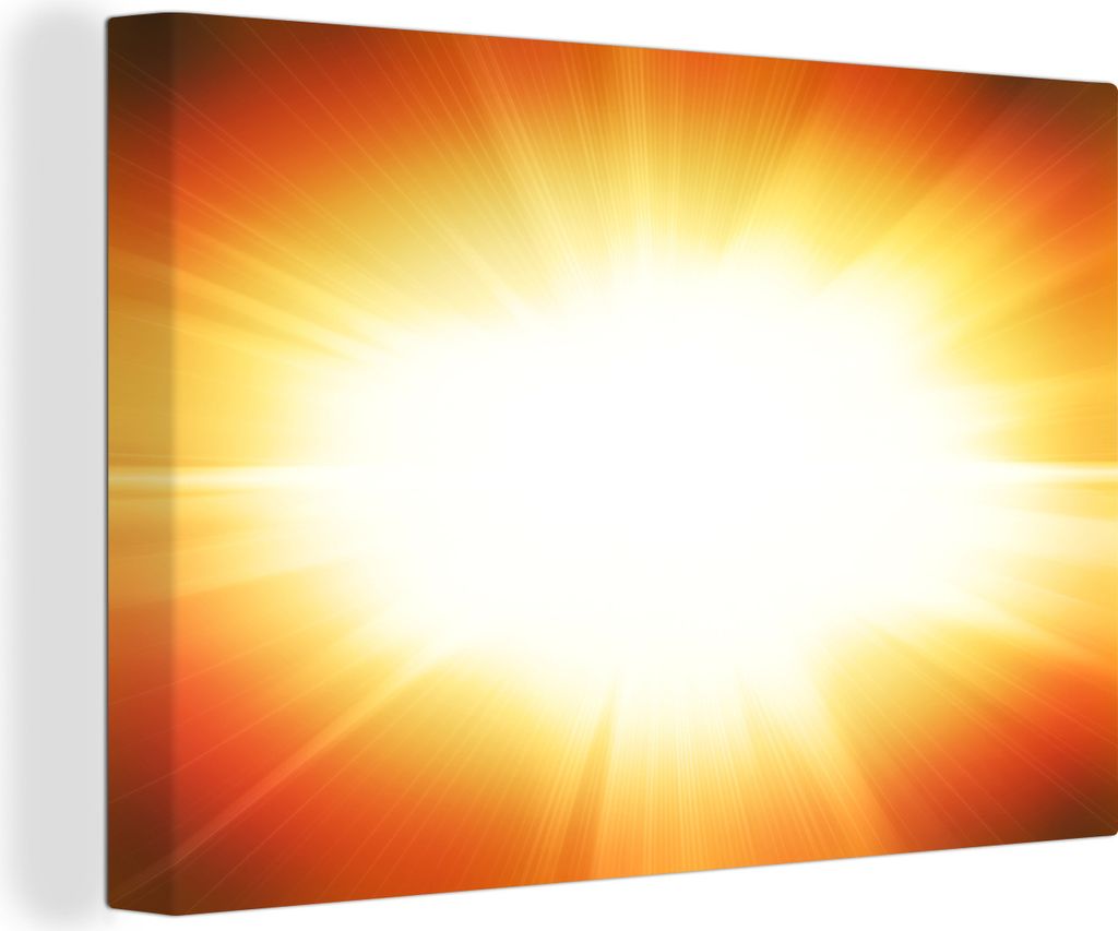 OneMillionCanvasses - Leinwandbilder - 140x90 cm, Orangefarbenes Glühen um einen weißen Blitz, Wandbilder Kunstdruck Wanddekoration