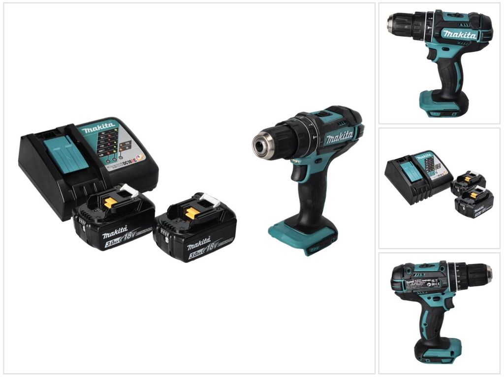 Trapano a percussione a batteria Makita DHP 482 RF 18 V 62 Immagine del prodotto 