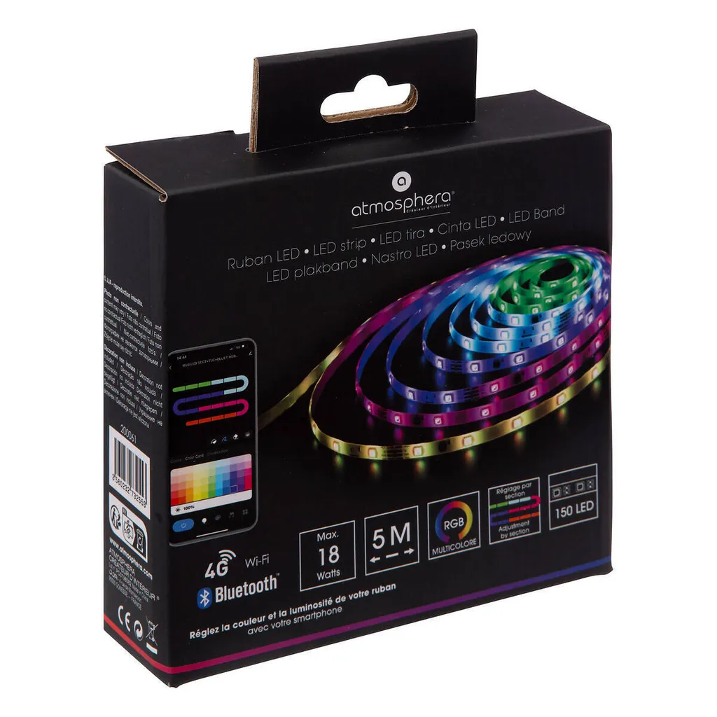 Ruban LED multicolore 5m Bluetooth pilotable par application mobile