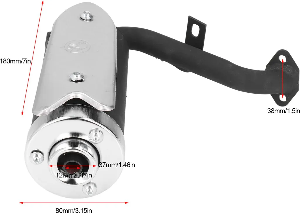 Pot d'Échappement Universel pour Mini Quad et Pocket Bike 49cc Noir