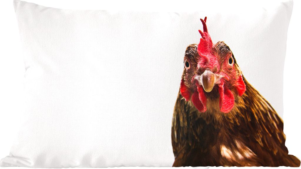 MuchoWow Zierkissen Sofakissen Wohnzimmer Dekokissen 50x30 cm Nahaufnahme Hahn Fotodruck - Wohnzimmerdekoration - Polster mit Photo