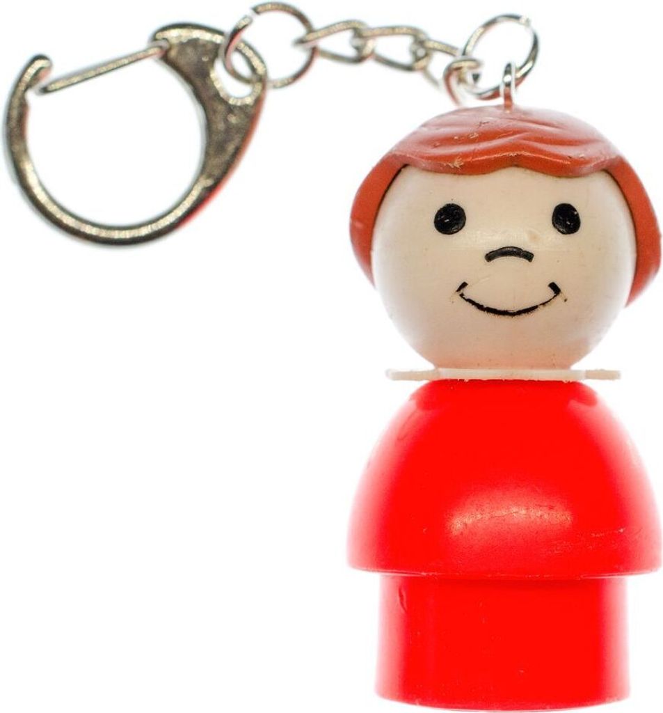 Fisher Price Little People Figur Vintage Retro Schlüsselanhänger Mädchen rot