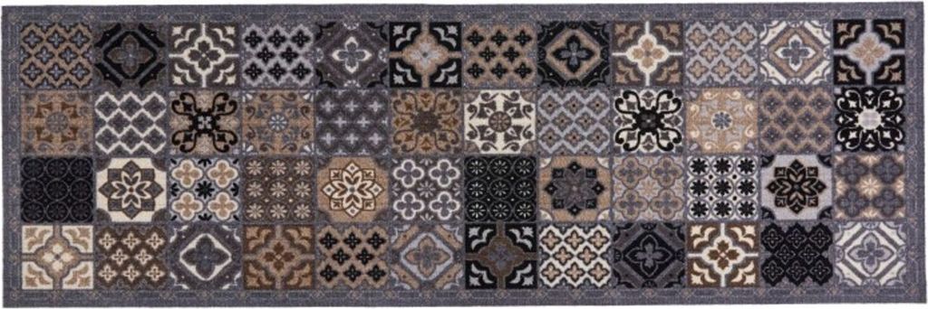 MD Entree Cook&Wash | Küchenläufer - Teppichläufer - Küchenteppich,Größe:50x150 cm;Motiv:patchwork tiles grey