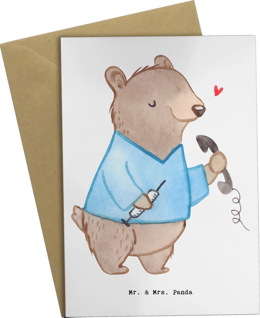 Mr. & Mrs. Panda Beileidskarte Arzthelfer Herz - Weiß - Geschenk, einladungskarten, krank, glückwunschkarten, Arztpraxis, dankeskarten, Ausbildun...