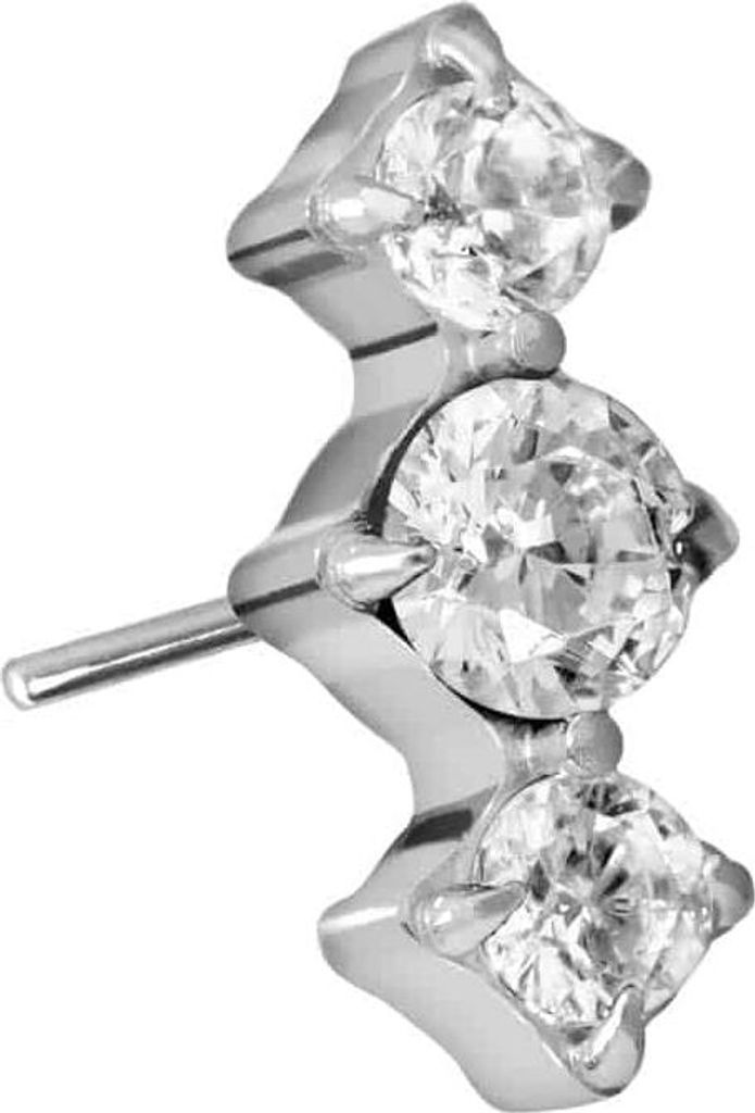 Piercing-Zubehör Titan Aufsatz mit Push Pin 3 EINGEFASSTE KRISTALLE