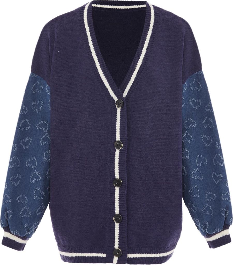 SANIKA damen strickjacke - marine wollweiss, M