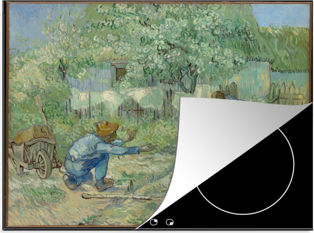 KitchenYeah Herdabdeckplatte Erste Schritte (nach Millet) - Vincent van Gogh , 58x51cm, Küche Deko, Glaskeramikkochfeld Herdabdeckung, Abdeckpla...