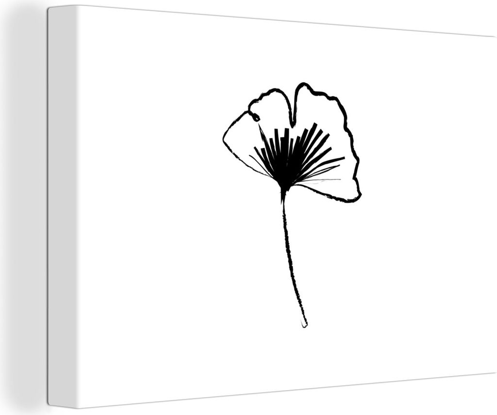 OneMillionCanvasses - Leinwandbilder - 140x90 cm, Strichzeichnungen - Blumen - Schwarz - Weiß, Wandbilder Kunstdruck Wanddekoration - Foto auf L...