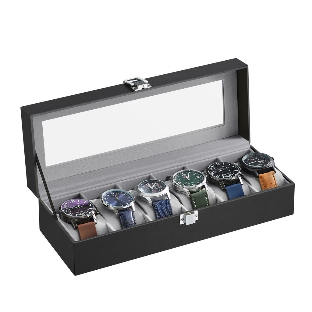 SONGMICS Box na hodinky pro 6 hodinek, pouzdro na hodinky Obrázek produktu 