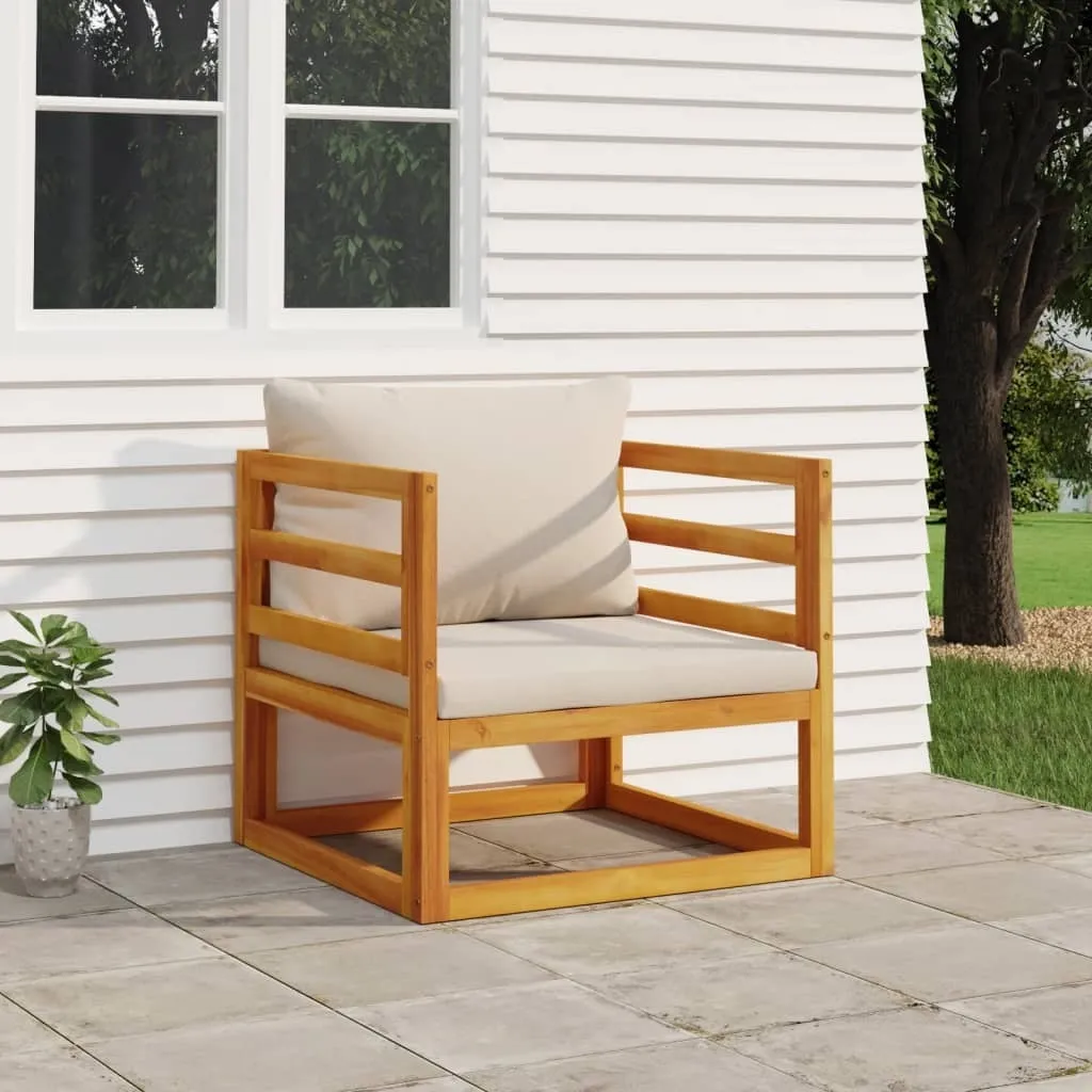 Fauteuil de jardin avec coussins gris clair en bois d'Acacia massif