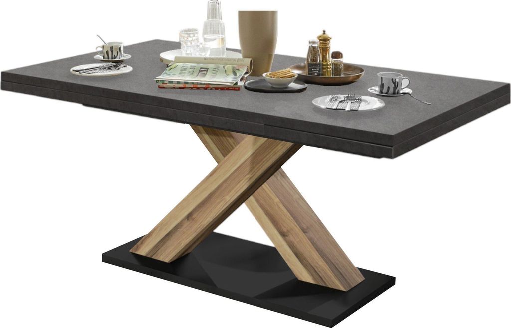 Esstisch ausziehbar Elene 180x90x76 Plankeneiche/Graphit 13986-180