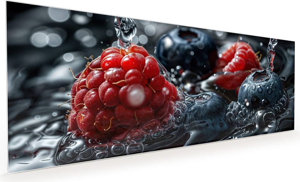 Küchenrückwand Spritzschutz Glas mit Motiv Früchte im Wasser 40 x 40 cm