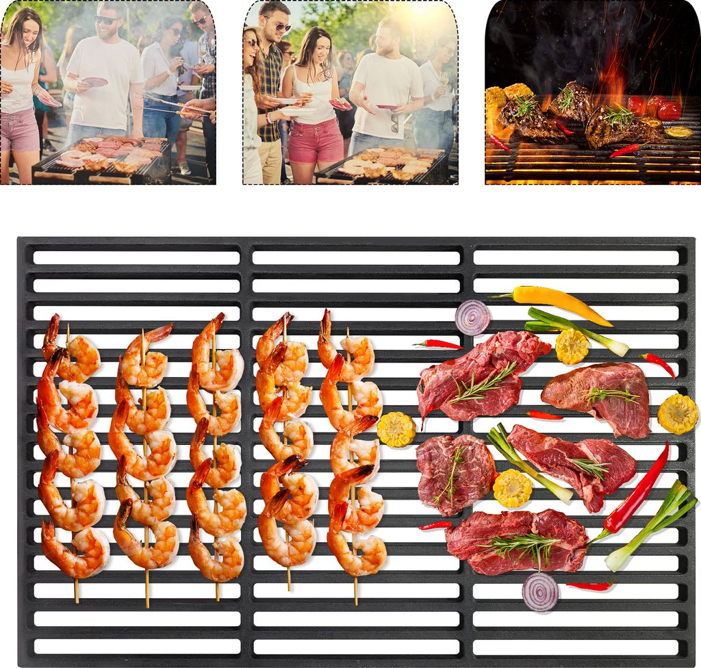 LZQ Massiv Gusseisen Grillrost 60 x 40cm Emailliert Produktbild 
