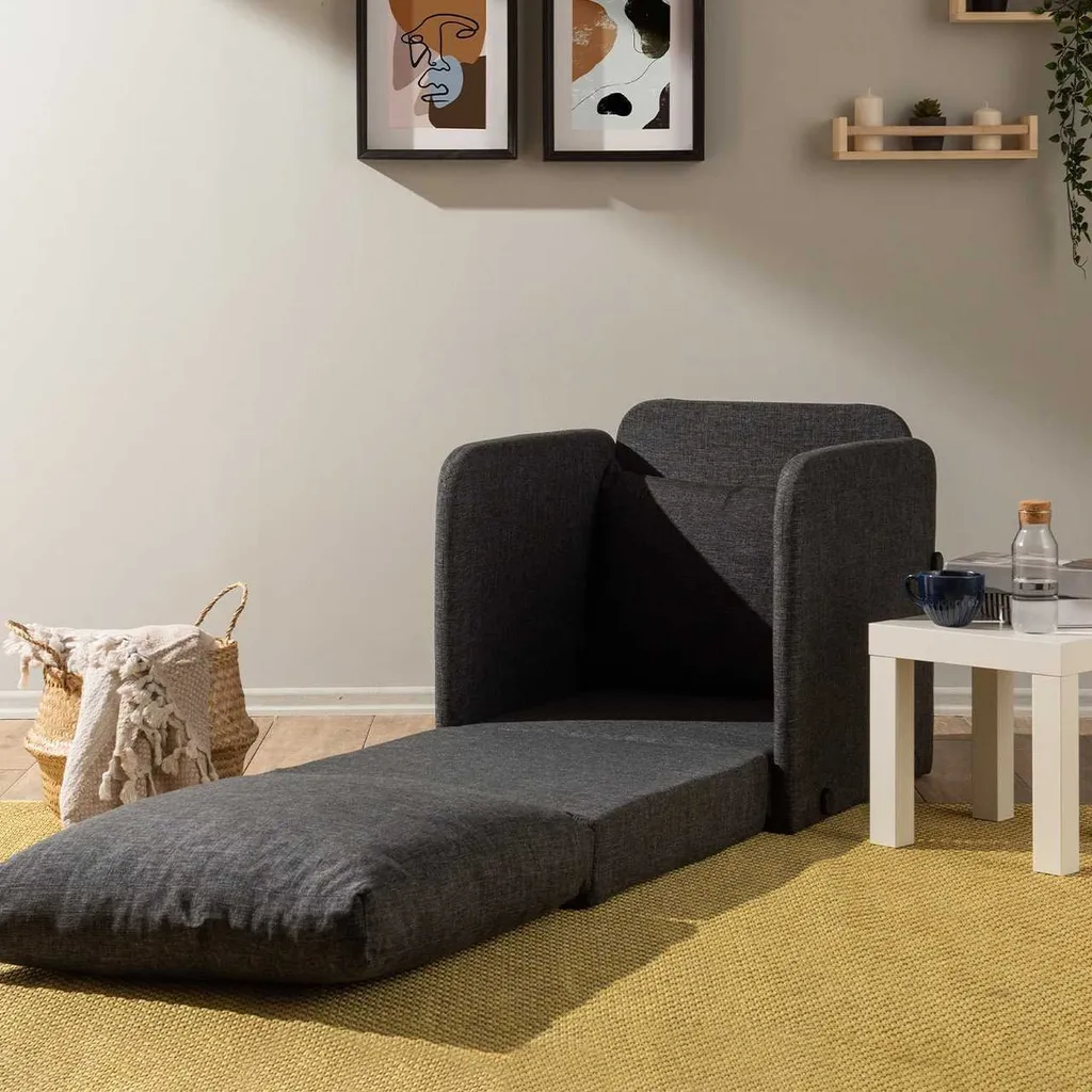 Canapé-lit compact Saga Single : solution gain de place en métal gris - 8