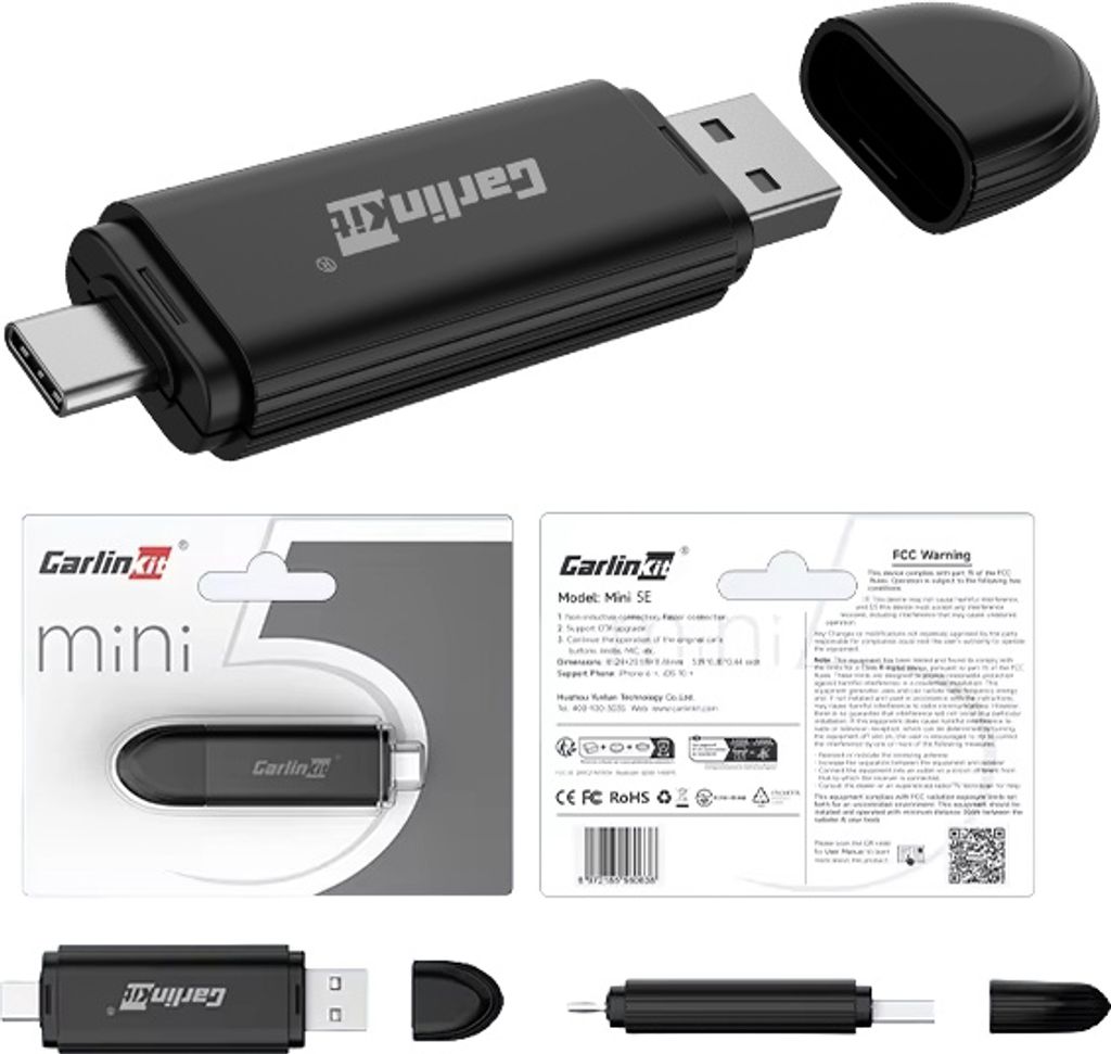 CarlinKit Mini SE Apple CarPlay Wireless USB-Adapter für Produktbild 