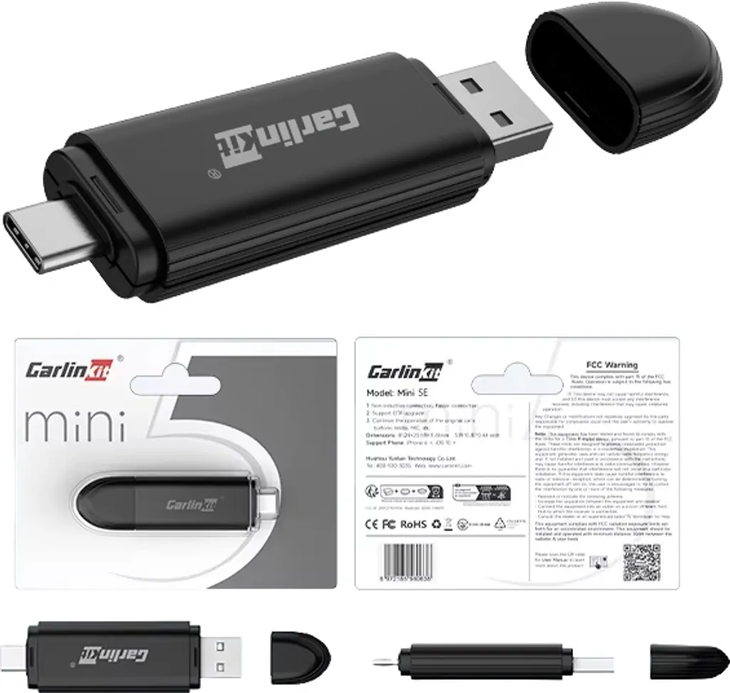 CarlinKit Mini SE Adaptateur USB CarPlay Sans Fil pour Voiture